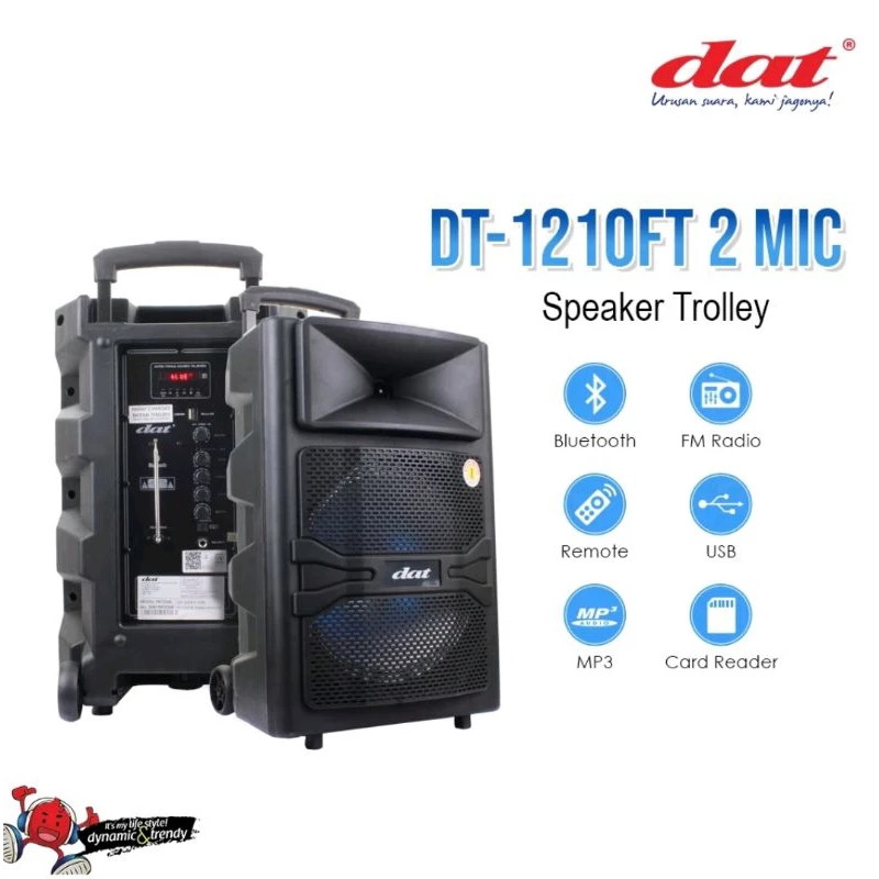 Speaker DAT 12" DT-1210   Trolley Double mic  / DAT  SPEAKER 12 inch / Speaker Trolley DAT  Double M