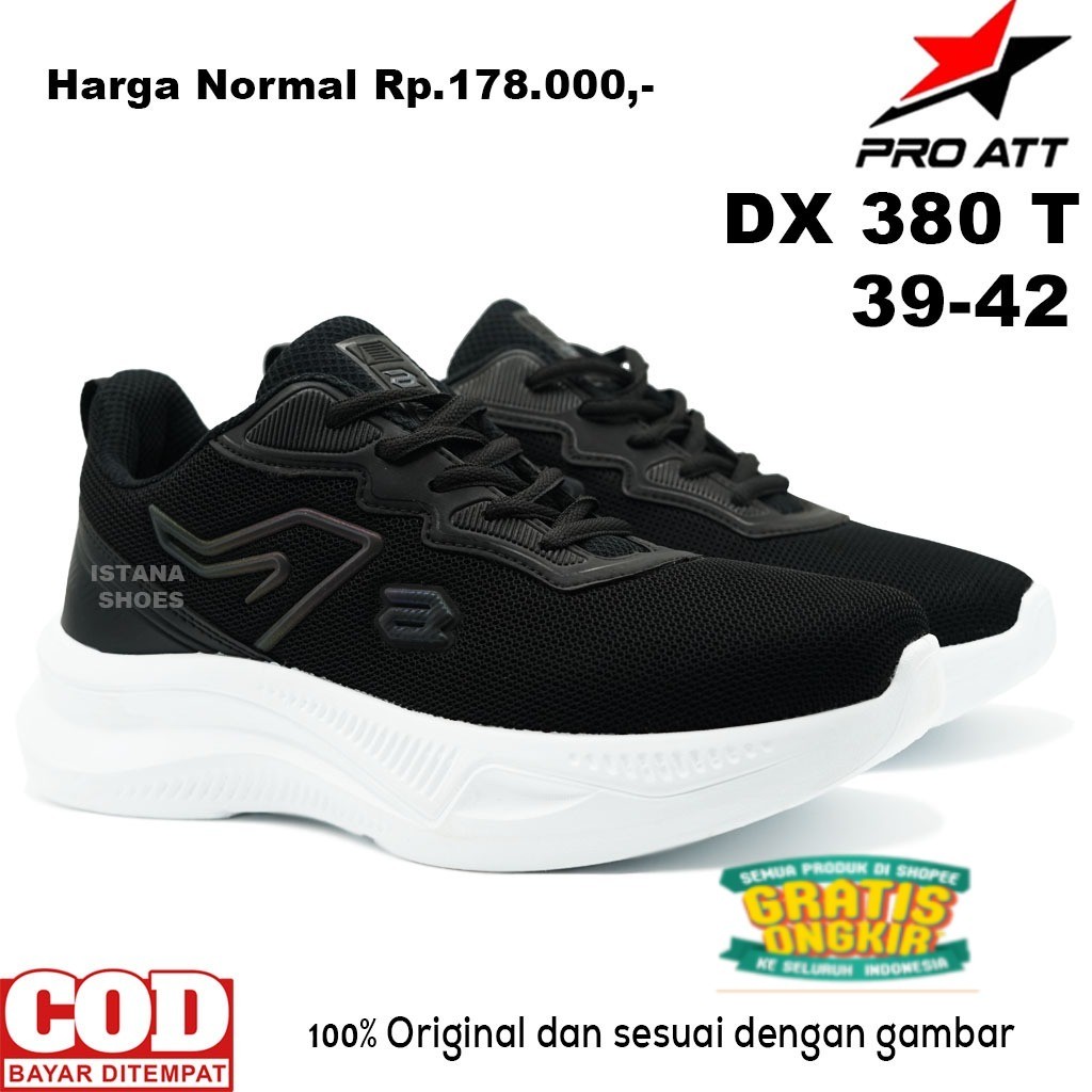 Sepatu Sekolah Anak Laki Laki Perempuan SMP SMA  Remaja Dewasa PRO ATT DX 380 hitam Putih T Sneakers