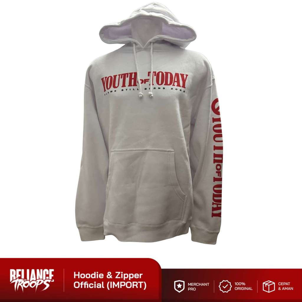 Pullover Hoodie Official | Youth Of Today - Flame Still Burns (White)