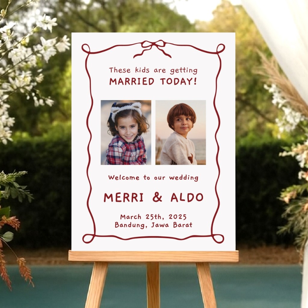 Cetak Foto Wedding [PROMO] Welcome Sign Masa Kecil Vintage Free Custom Foto Prewedding Bingkai Kayu