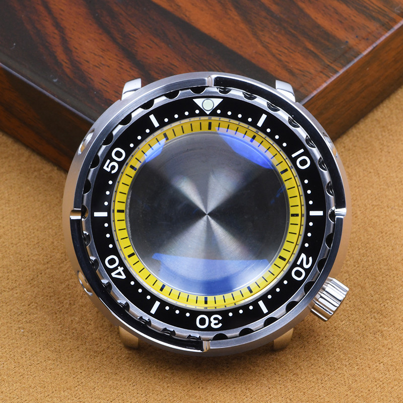 Watch case steel super Luminous Tuna Can Sapphire glass ving watch case fits Seiko for NH35/NH36 Aut