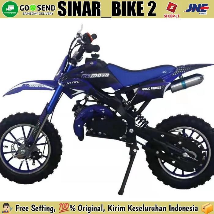 ready Lenka Mini Trail Mc12 &  Motor Bensin Mini Anak Trail PC MOTO PC 01 2 Tak 50 CC - Biru moto
