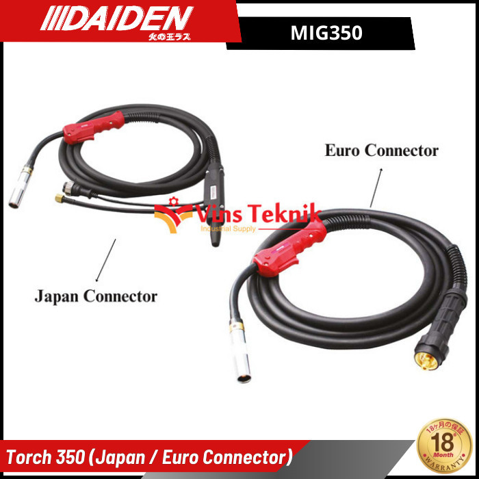 DAIDEN Torch MIG 350 Torch (Japan / Euro Connector) torch untuk MIG350