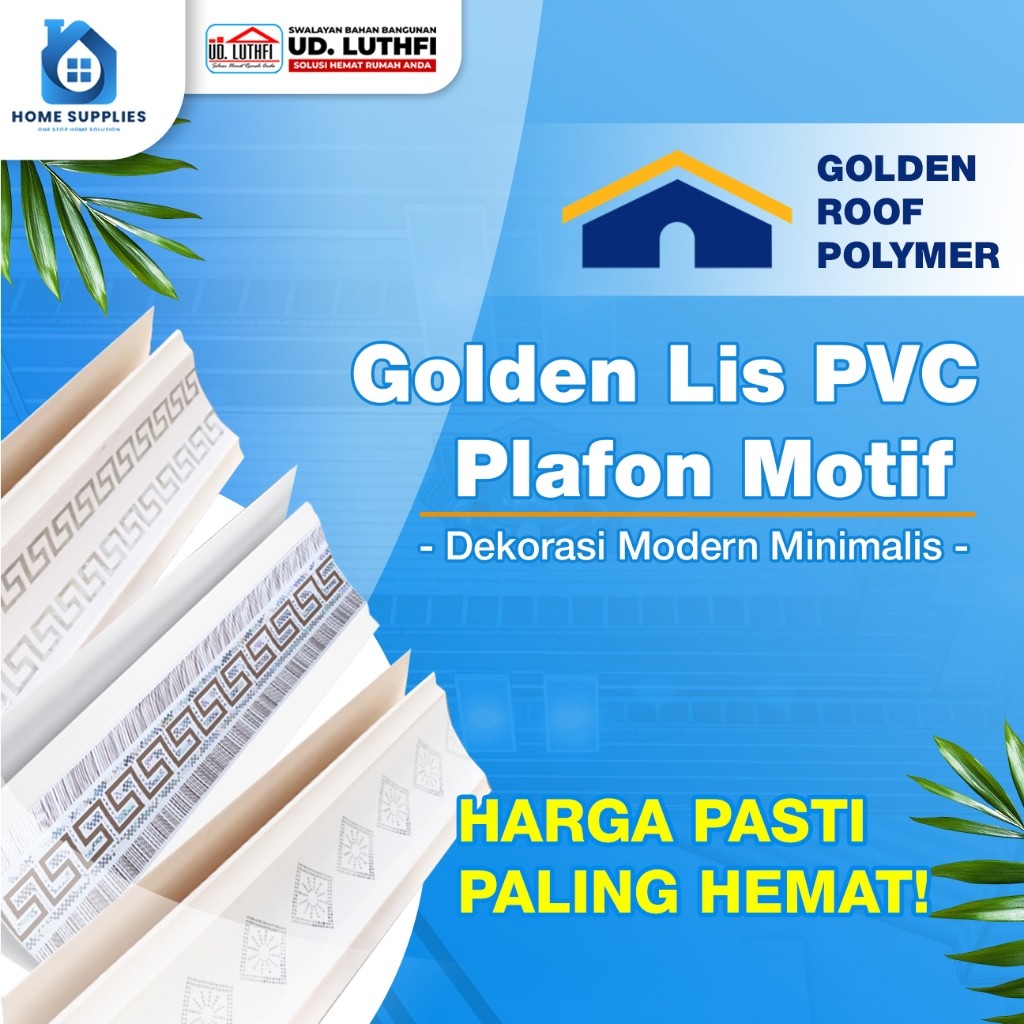 Lis Dinding PVC Plafon – Lis Siku, Drop, Tutup, Sambung | Motif Kayu & Putih | Harga per Batang