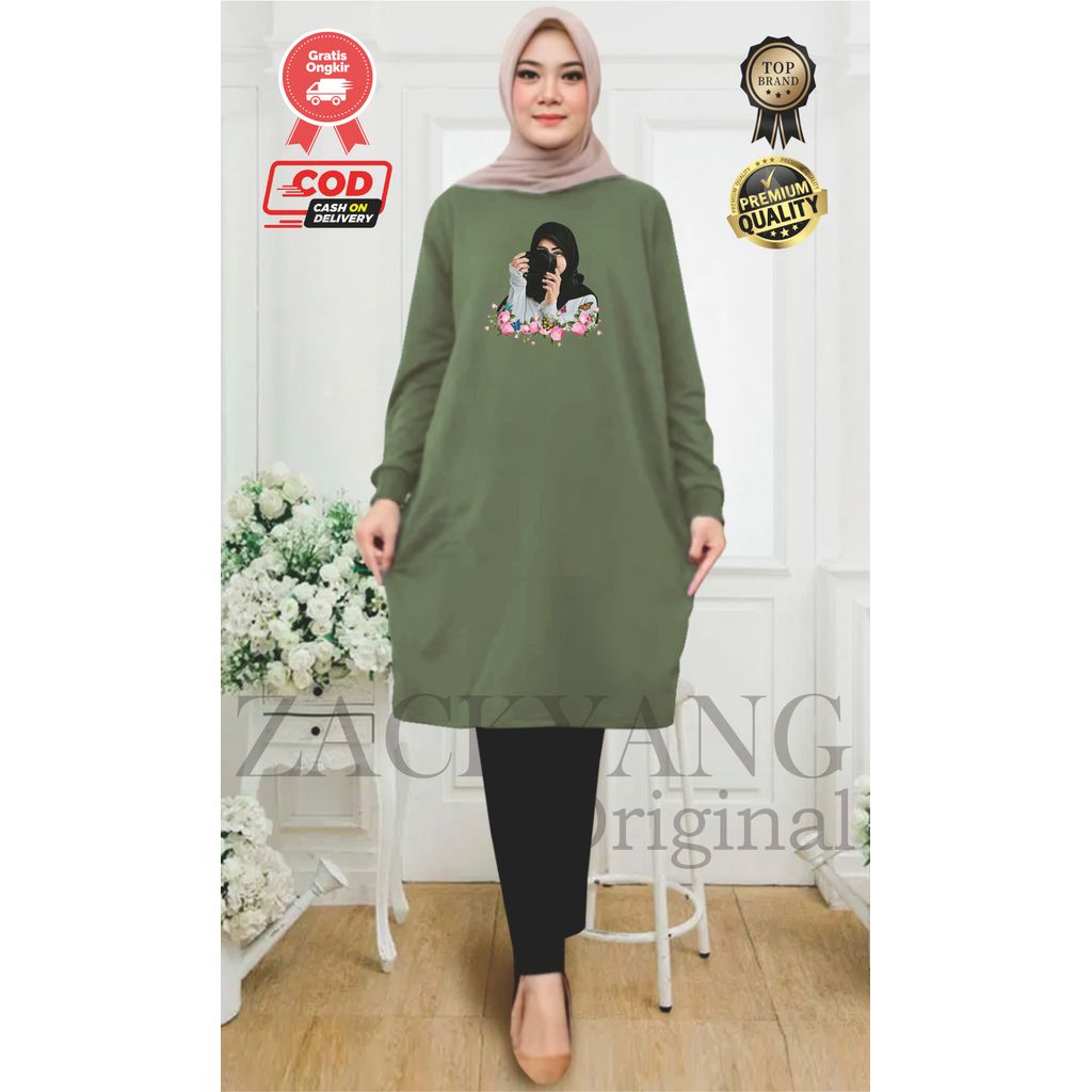 TUNIK KAOS BABYTERRY TERBARU hijab hitam/ TUNIK MAMACHI / TUNIK POLOS / TUNIK WANITA / TUNIK PANJANG
