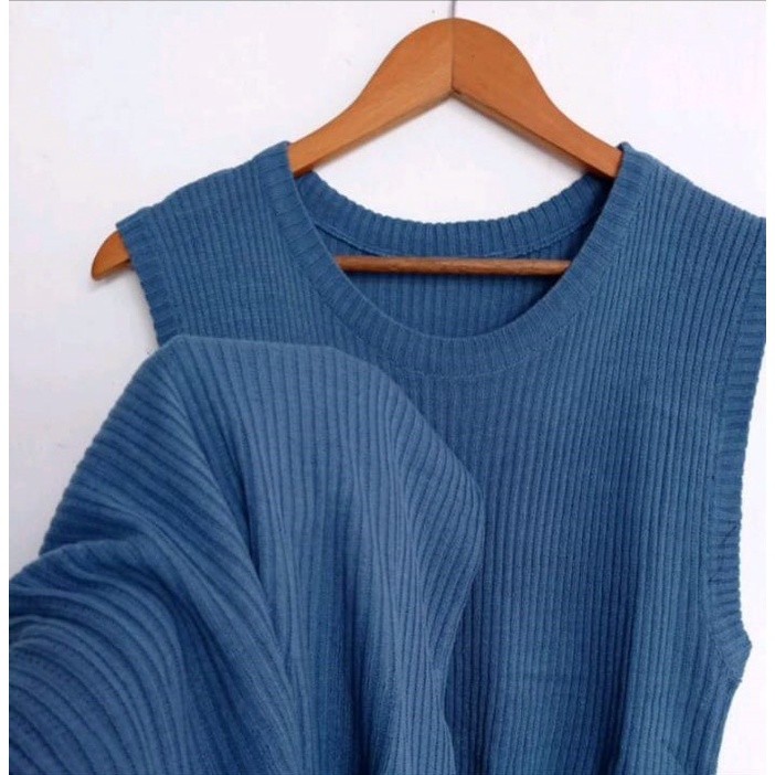 Baju Rajut Wanita Tanpa Lengan Basic Inner Dress Span Maxi Panjang Semata Kaki