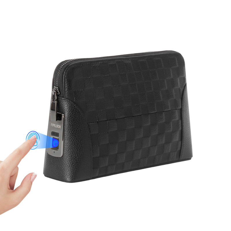 Man`s Fingerprint Lock Handbag Security Lady`s Wallet  AntiTheft Clutch Bag