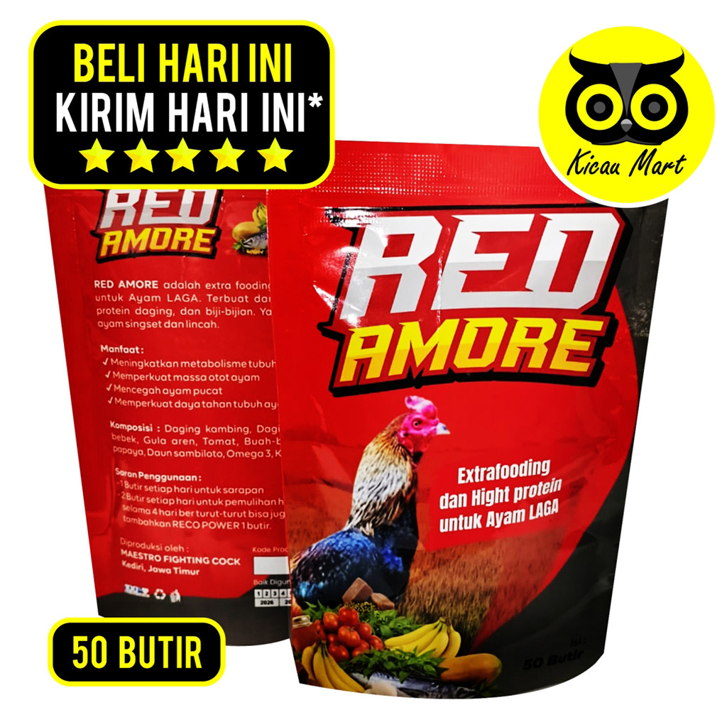 KICAU MART Red Amore Extra Fooding Sarapan Suplemen Ayam Protein Tinggi Untuk Pakan Tambahan Ayam La
