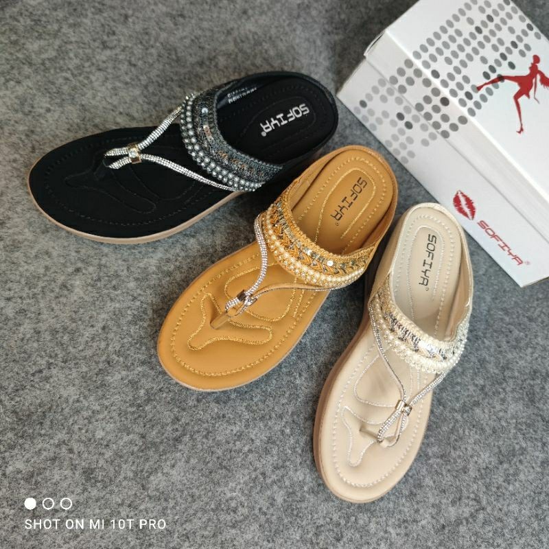 SOFIYA ORI 8021 3 SENDAL JEPIT WEDGES WANITA IMPORT / SANDAL JEPIT WEDGE TINGGI 5CM / SENDAL JEPIT S