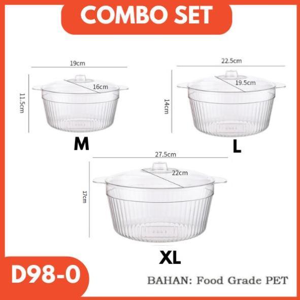 Eden - Mangkok Plastik Aesthetic 450ml/600ml + Tutup | Salad Buah Sup Sayur - COMBO SET