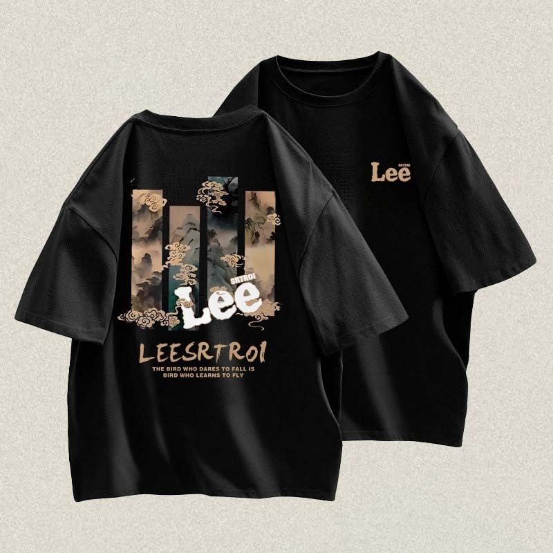 Kaos T-shirt Pria Oversize | Kaos Hitam Bermotif LEE | Kaos Pria Distro Original | Kaos Distro Overs