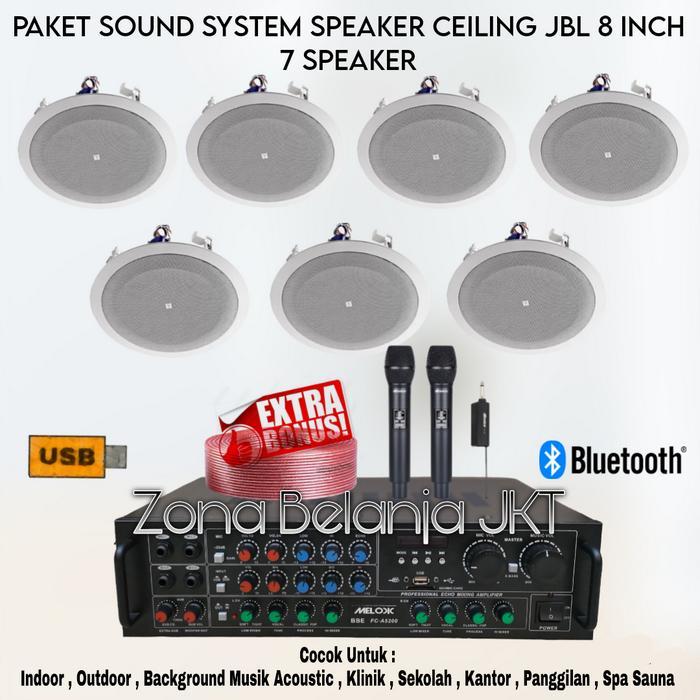 Paket Sound Indoor Cafe Kantor Speaker Ceiling JBL 8 Inch 7 Speaker