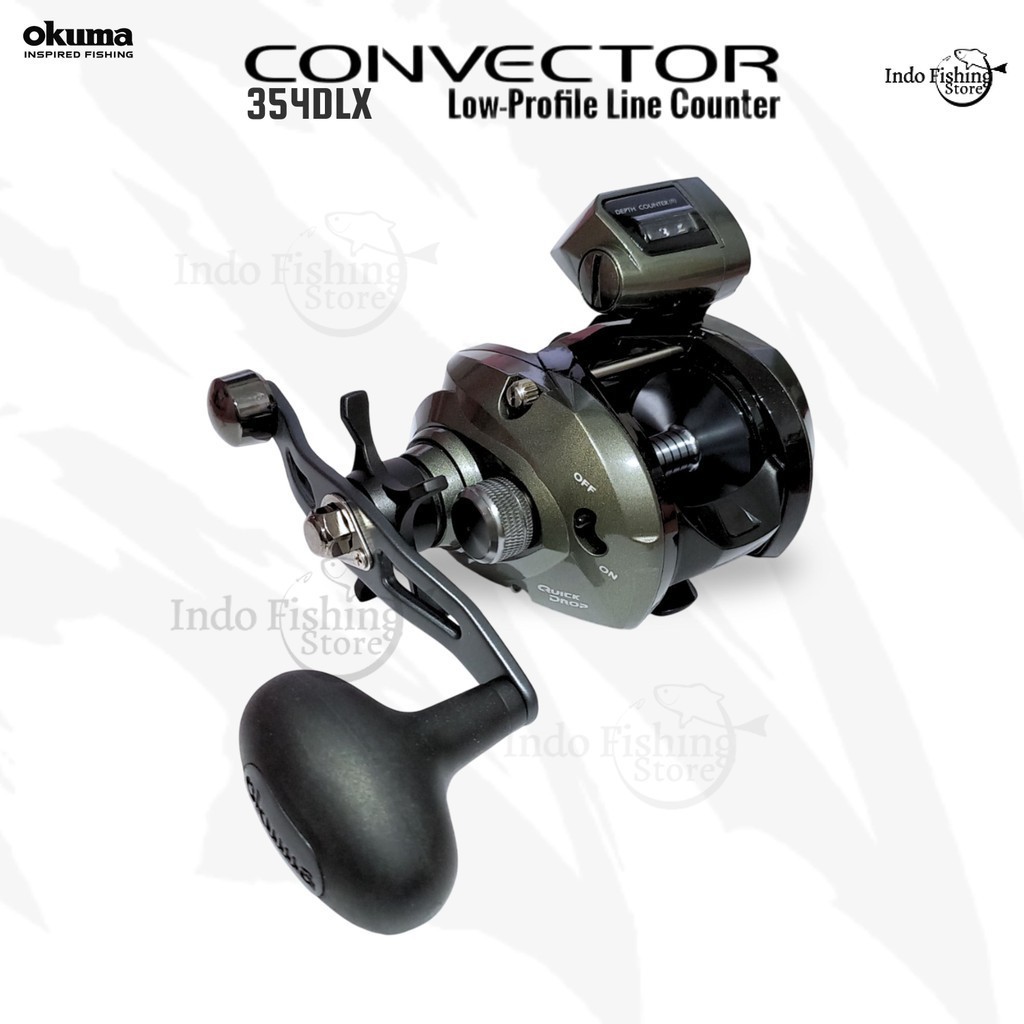 Reel Convector Okuma CV-354DLX Rell BC Low Profile Line Counter Rell Okuma Fishing Badak Dan Kuat
