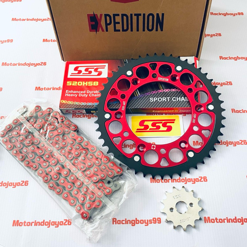 Gear Set 520 CRF 150 L CRF 230 Expedition Merah Rantai SSS