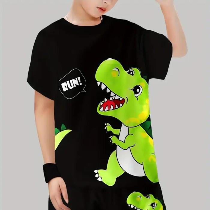 House  stelan anak anak 1set baju dan celana dino boom - dino boom, S(2-3 TAHUN)  Terlaris Tbk