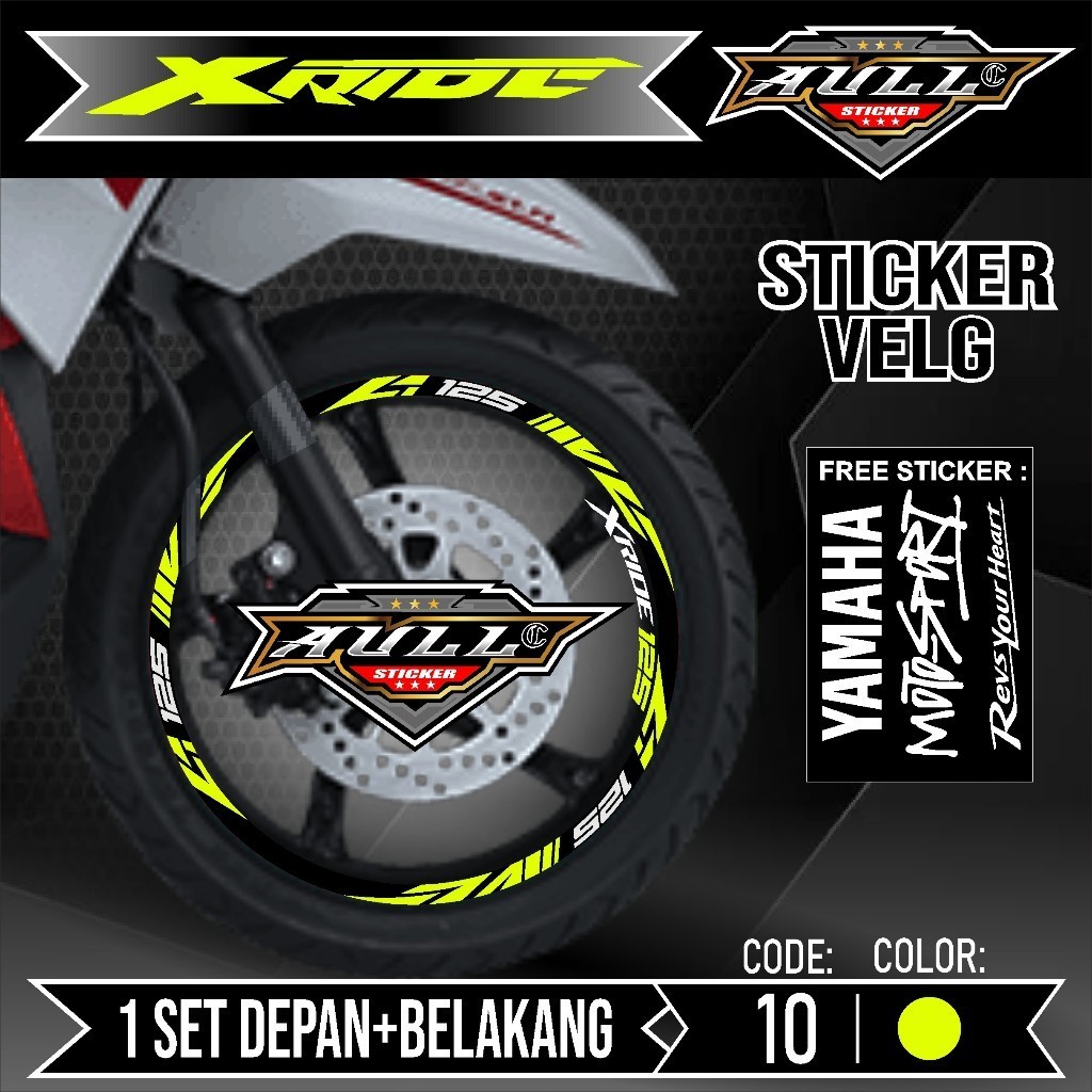 Stiker Velg XRIDE Cutting Velk Motor Yamaha XRIDE List Sticker Velk Ban Variasi Lengkap Set Depan Be