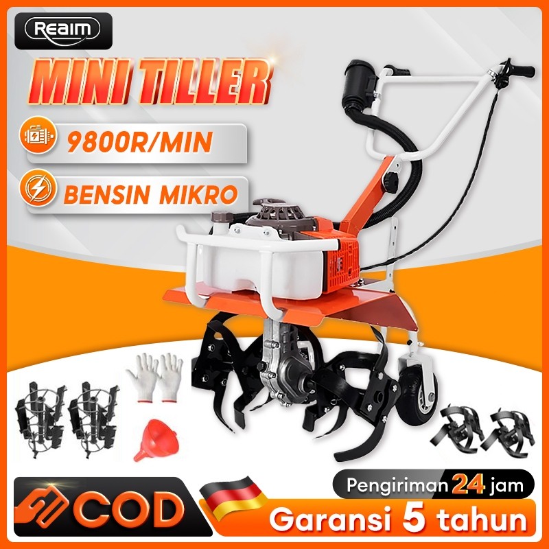 BARU Reaim Cultivator Mini 52CC 2Tak Alat Penggembur Tanah Rotary Tiller Mini Traktor Mikro Alat Pen