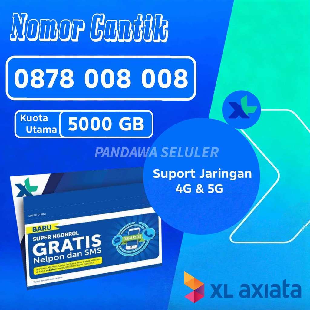 Kartu Perdana Nomor Cantik XL Dengan Bonus Kuota Utama 5000GB Suport Jaringan 4G/5G