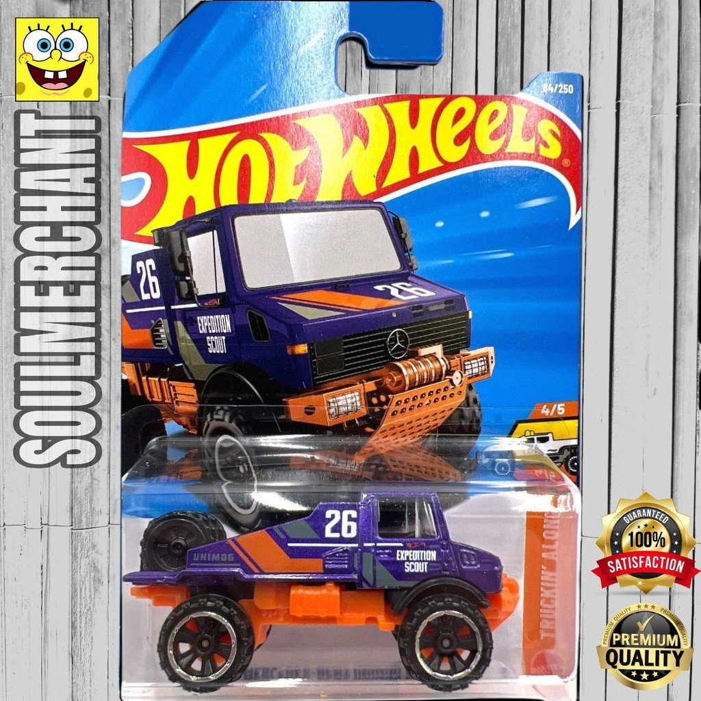 Hot Wheels Mercedes Benz Unimog 1300L Ungu Diecast Mobil Truck Offroad