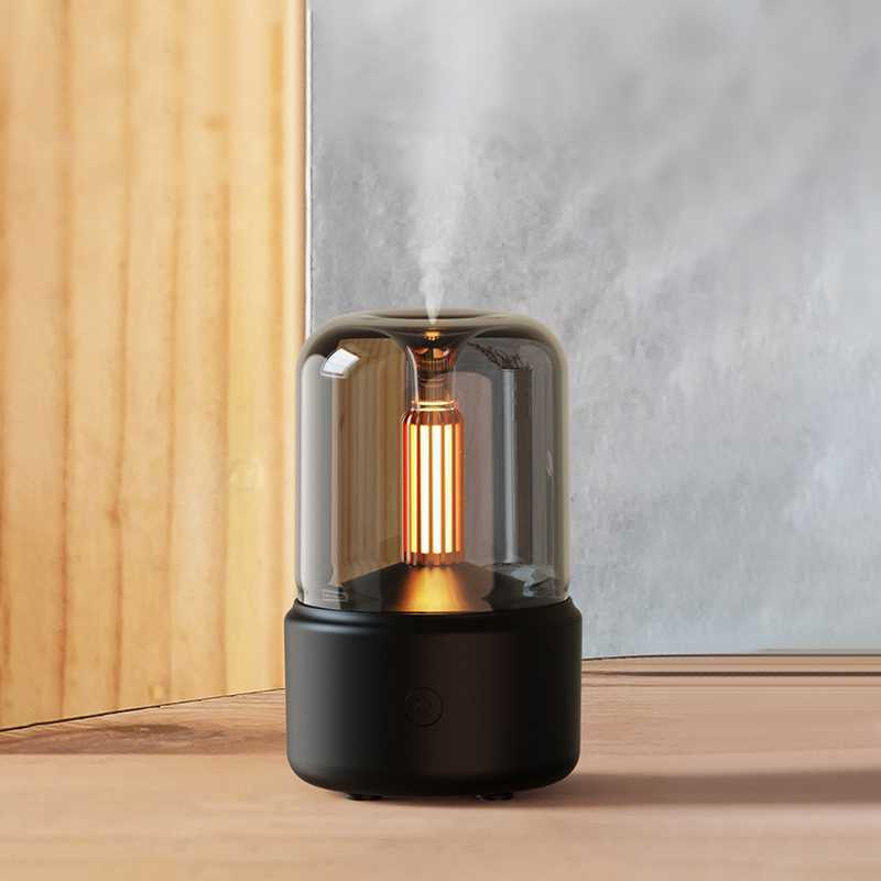Air Humidifier Mini Ultrasonic Diffuser Candlelight 120ml Lampu Tidur Estetik Warm Light Diffuser Ar