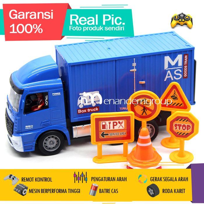 Mainan Mobil Remot Kontrol RC Truk Mobil Box Engkel Fuso Buka Pintu Batre Cas - Biru by Allshopibamz