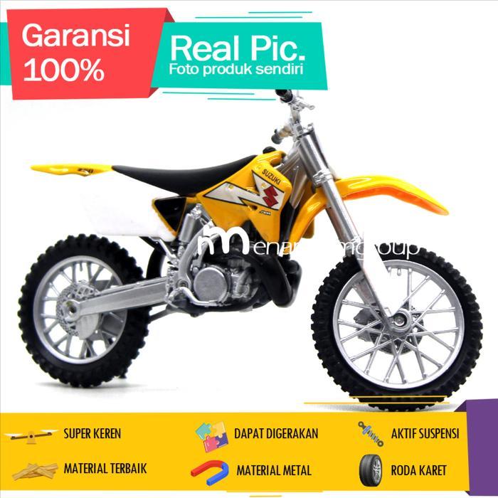 Diecast Miniatur Mainan Motor Trail Suzuki RM250 Besi Metal Aktif Suspensi by Allshopibamz