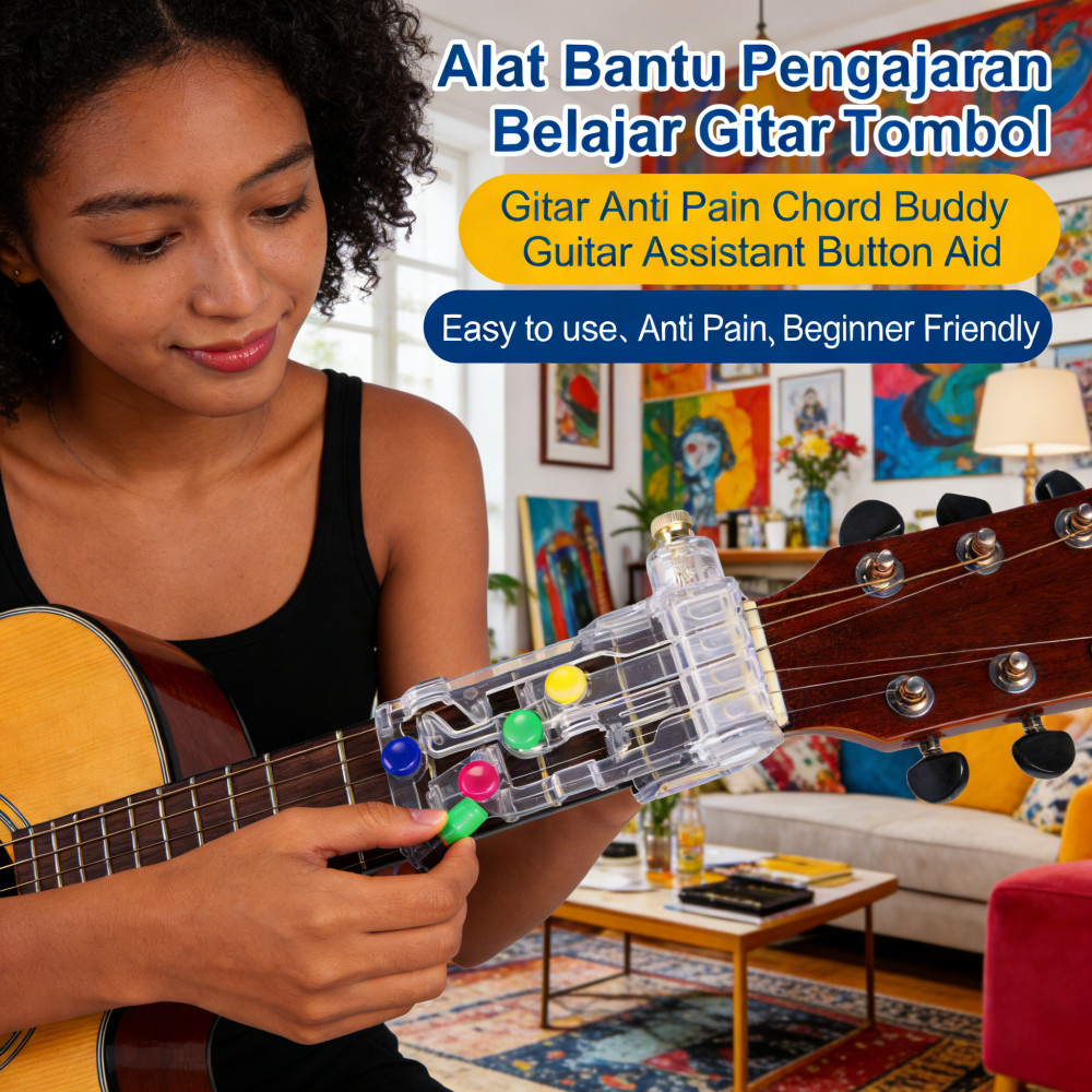 Guitar Assistant Button Aid Chord Buddy Anti Pain Tombol Alat Belajar Pengajaran Gitar