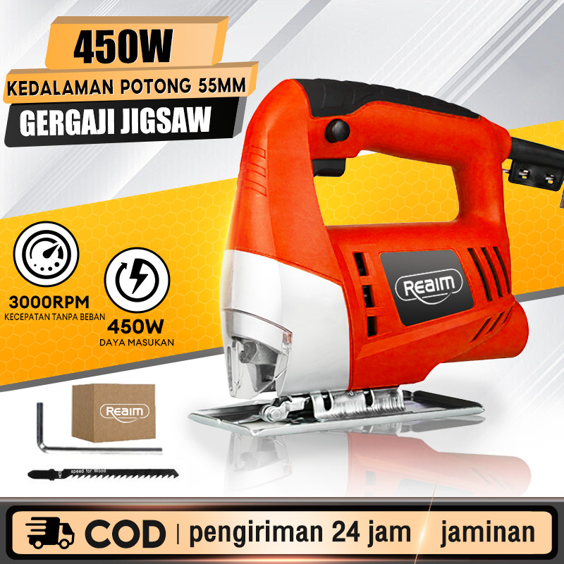 REAIM gergaji listrik Mesin Gergaji Jigsaw Kekuatan tinggi Mesin potong kayu jigsaw Electric jigsaw