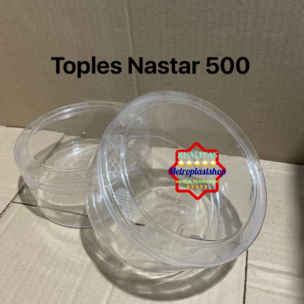 Toples kue kering 500gr bulat datar / Toples nastar 500gram / toples cookies