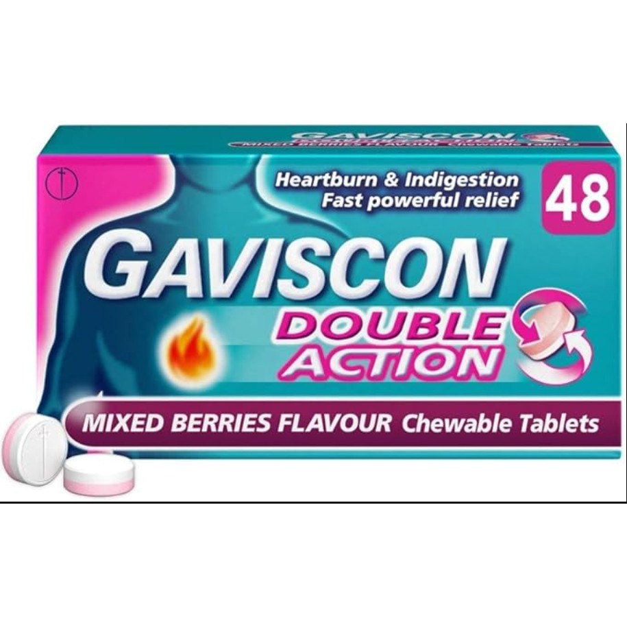 Gaviscon dual action mix berry 48 tablets | obat asam lambung