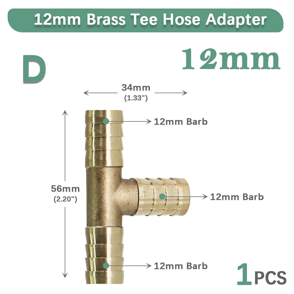 Sambungan Pipa Gas LPG  3 Cabang Selang Ganda 2 Tungku Kompor T Piece Hose Connector 3 Way Brass Kun