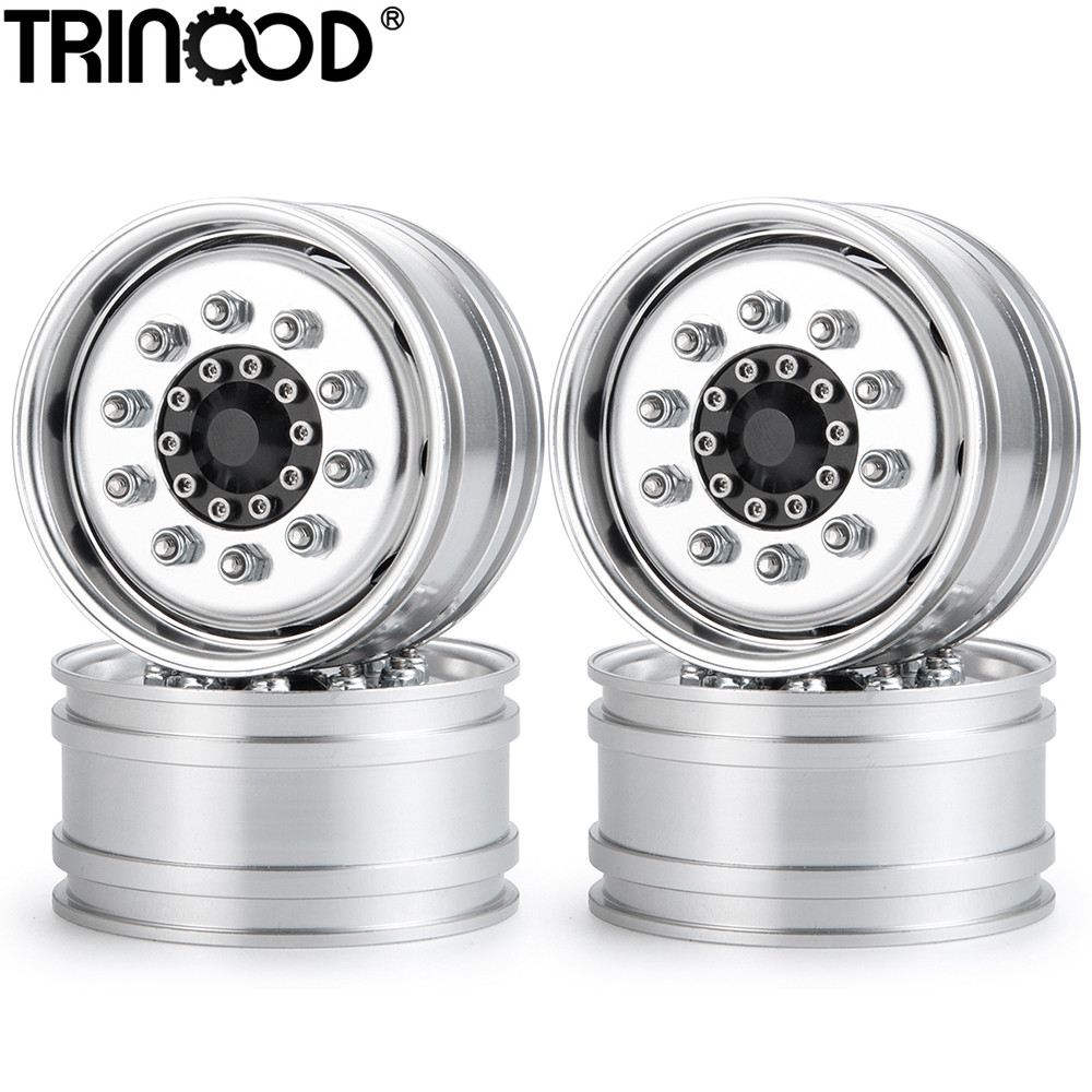 TRINOOD Tamiya Front Wheel Hub Aluminum Alloy Wheel Rims 10 Spokes for 1/14 Tamiya RC Climbing Trail