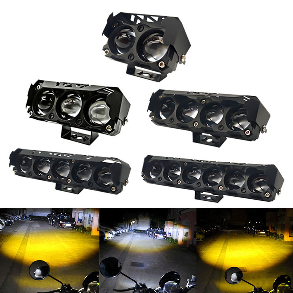 Lampu LED Motor Spotlight Lensa Lampu Depan Motor Lampu Mengemudi Motor Lampu Sorot Kuning Putih Lam