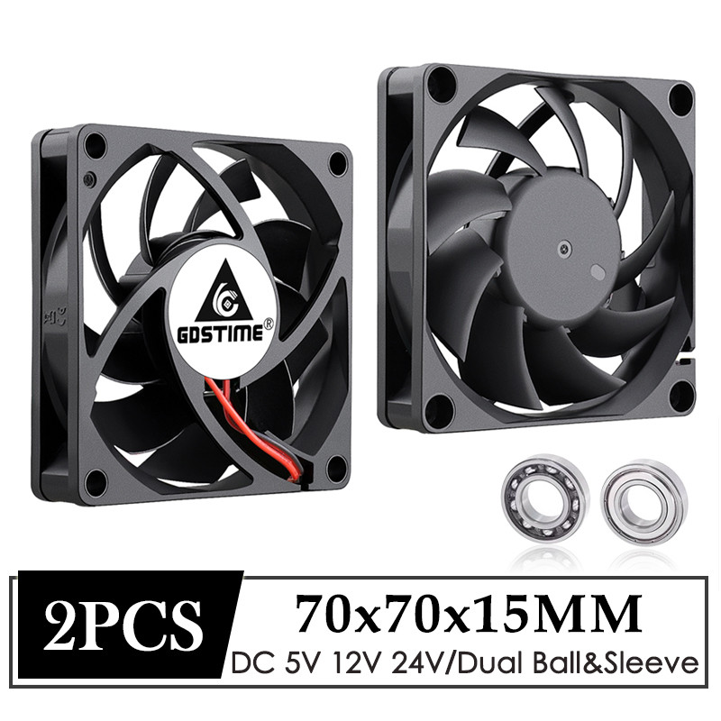 2pcs Gdstime 7cm 70mm 7015 DC 5V 12V 24V 2Pin 2Wire  70x70x15mm PC Laptop Computer Industrial Coolin