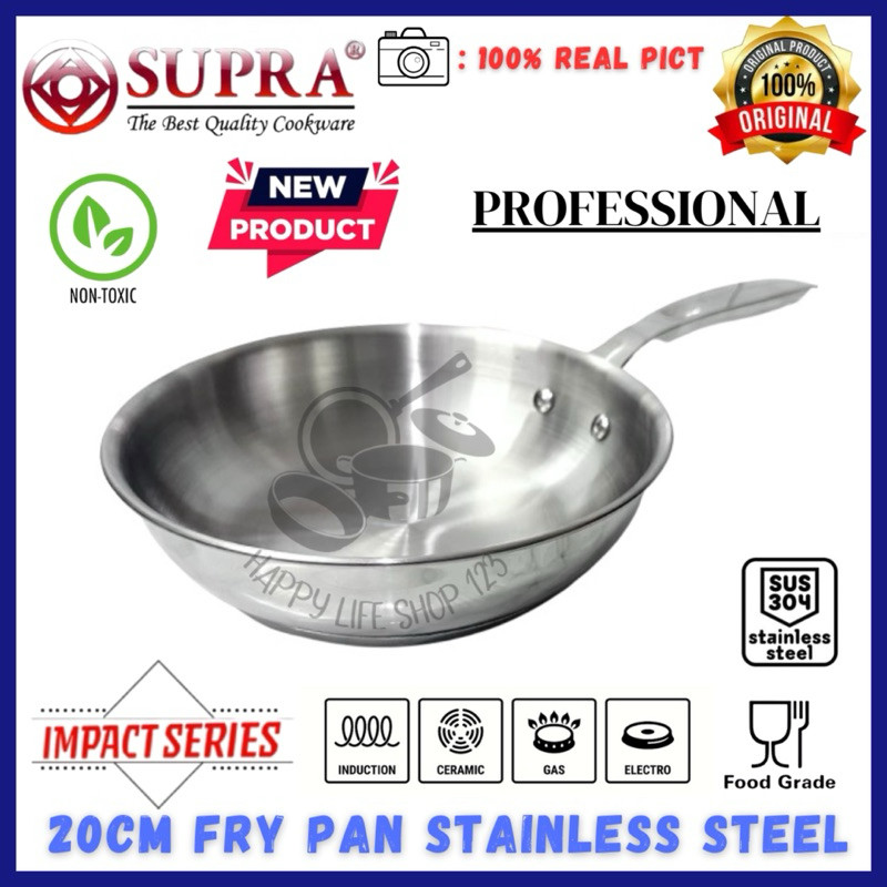 SWS SUPRA Deep Fry Pan Stainless Steel Preffesional SUS 304 / Penggorengan Stainless Impact Buttom /
