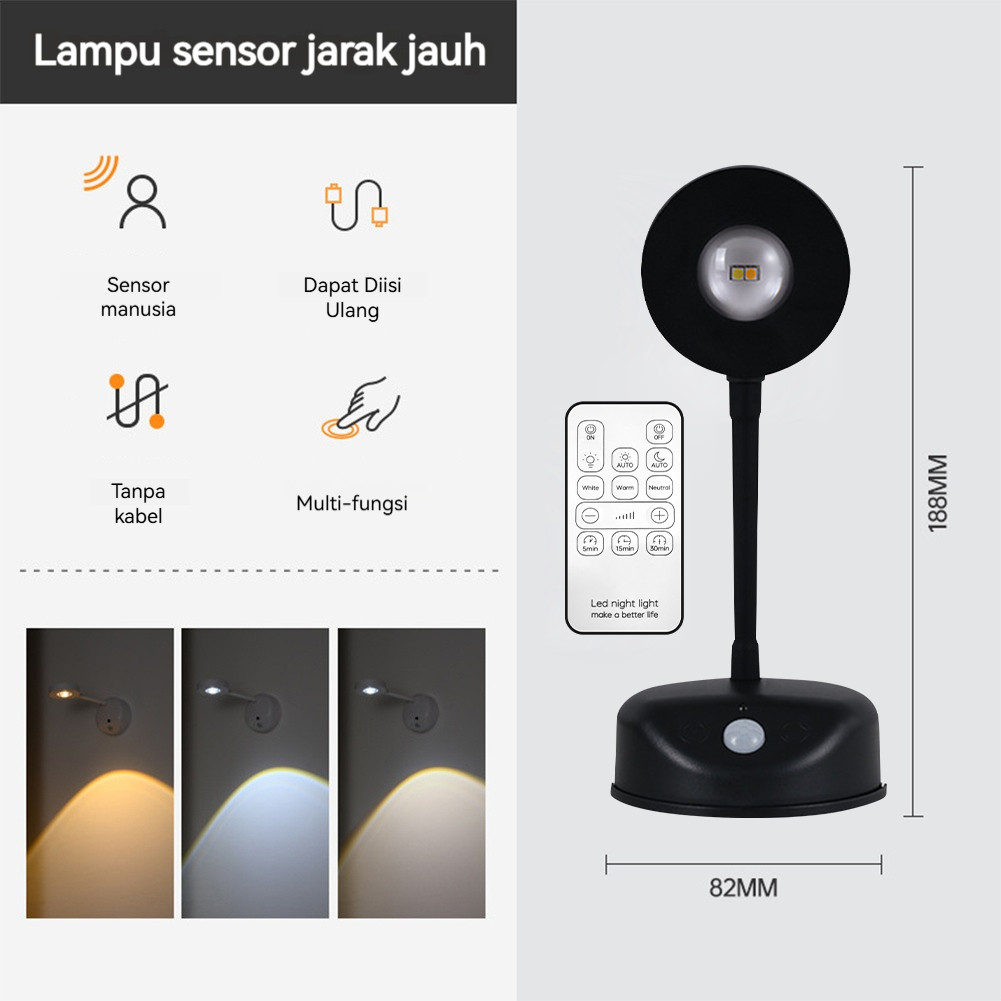 Lampu Sensor Gerak LED Nirkabel dengan Sensor Tubuh Manusia 360° untuk Dekorasi Dinding
