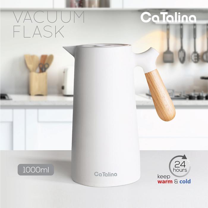 CaTalina Termos Air Panas 1 Liter Jug Coffee Pot Thermos Air Panas Pot Thermal Flask 1000 Ml - Putih