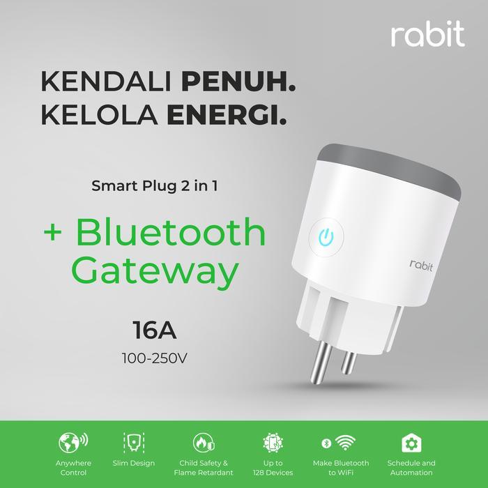 RABIT SMART PLUG WIFI 16A 2 IN 1 BLUETOOTH MESH GATEWAY COLOKAN SOCKET STOP KONTAK PINTAR WIRELESS