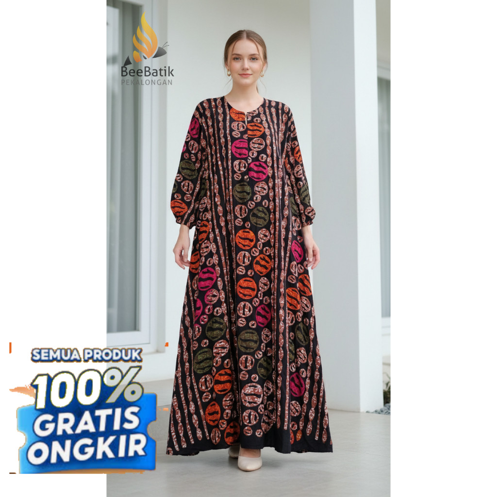 Longdress Batik Rayon Premium BeeBatik Pekalongan- pakaian wanita lainnya