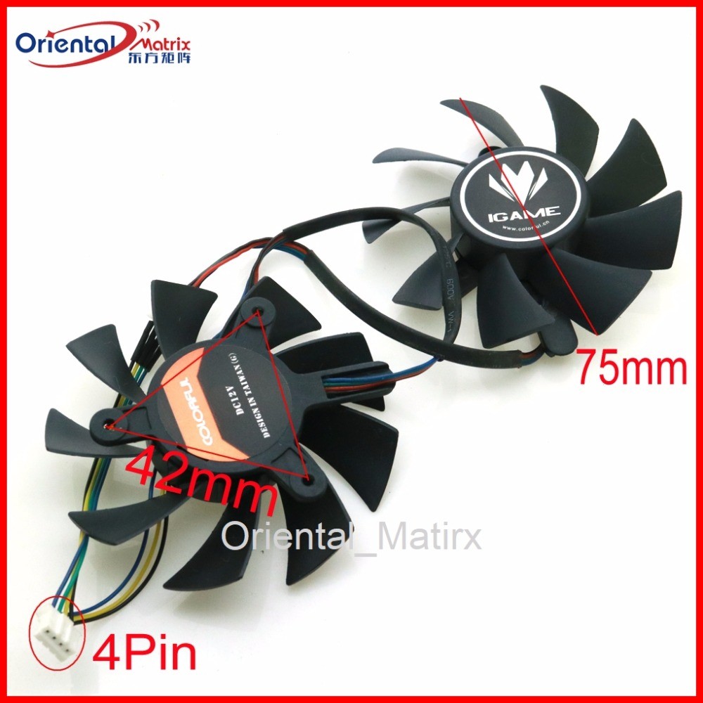 Free Shipping 2pcs/Lot 12V VGA Fan For iGame GTX650 GTX650TI 660 740 750 760 GTX 970 U X Graphics Ca