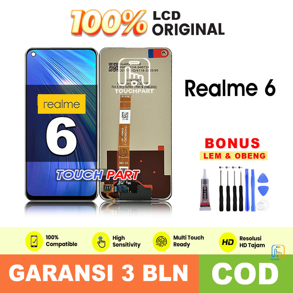 LCD Realme 6 Original TouchScreen Fullset ori COD