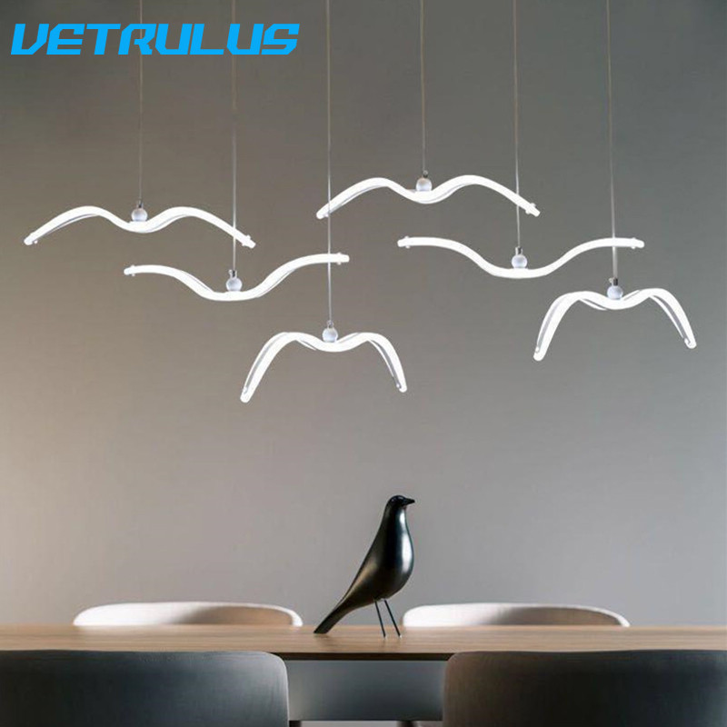 Acrylic Seagull Led Pendant Lights Modern Ceiling Lamp Living Dining Room Nordic Hanging Fixture Dec