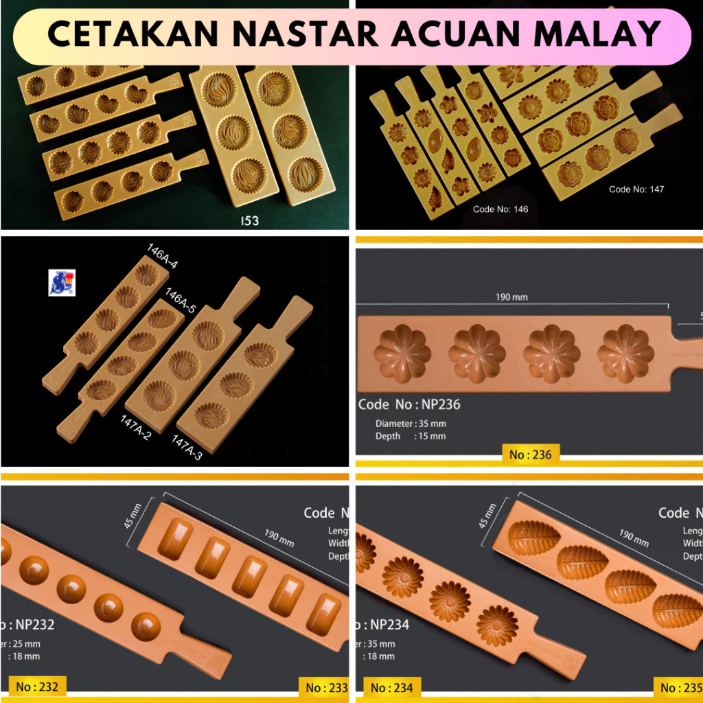 LENGKAP Cetakan Nastar Ketok Import Plastik Cetakan Kue Kering Acuan Malaysia Bulat Daun Kerang Bung