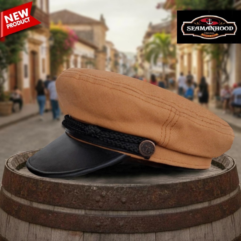 Premium Topi Vintage Fiddler Hat Sailor Cap - Topi Kapten Captain Hat - Topi Pelaut Klasik - Greek F