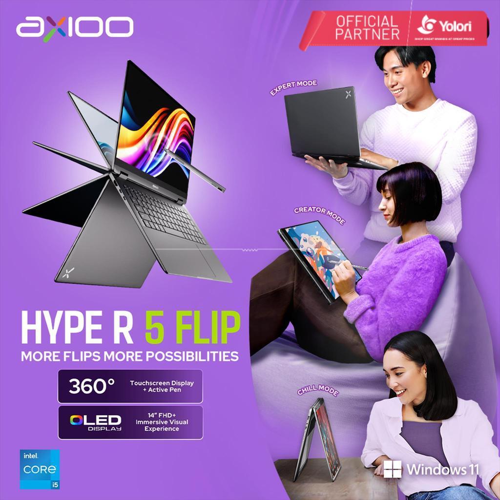 Axioo Laptop 2 in 1 Touchscreen Hype R5 FLIP OLED Intel i5-1235U/24GB/512GB/FHD+ OLED Garansi Resmi
