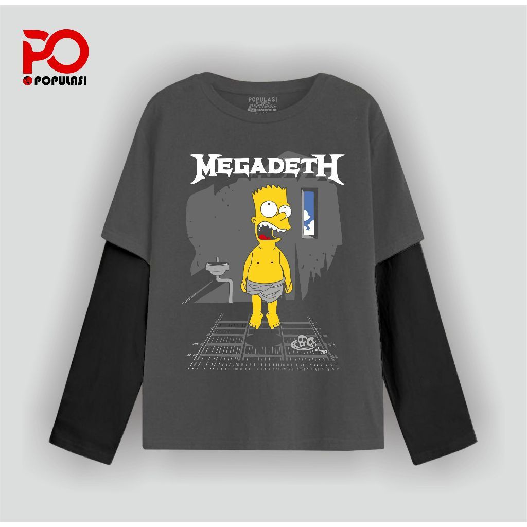 Populasi Official T-shirt Double layer  long sleeve SIMPSONS MEGADETH Streatwear Unisex