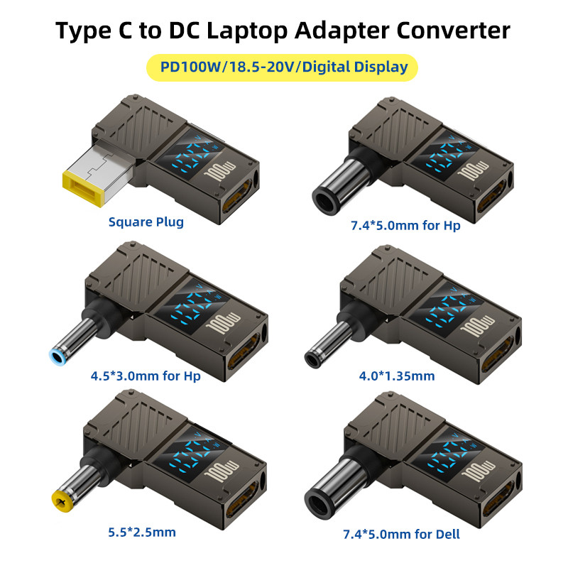 PD100W Type C to DC Plug Converter Female USB C to DC Male Jack Laptop arger Power Supply Adapter Co