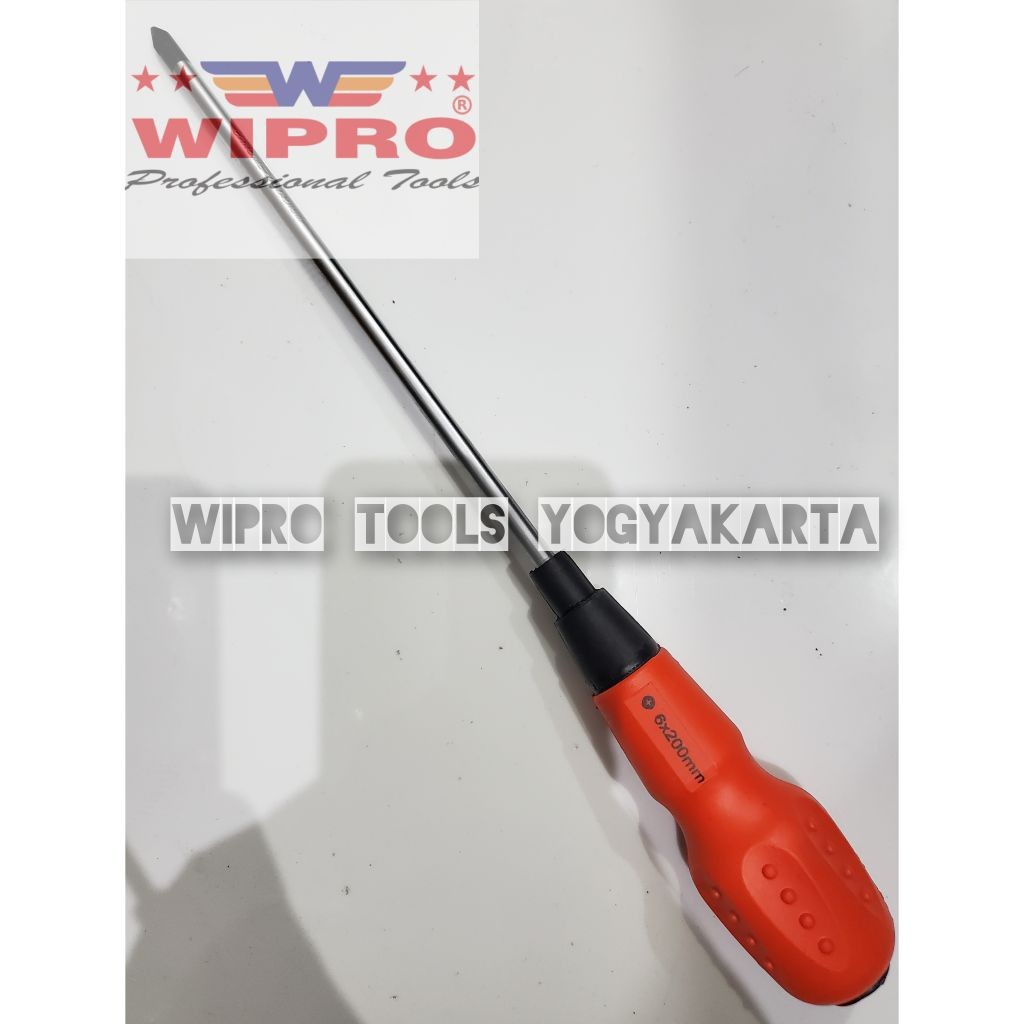 Wipro Obeng Soft Handle Karet Plus Minus 6 × 200MM ST6-200 / Obeng Handle Karet Wipro