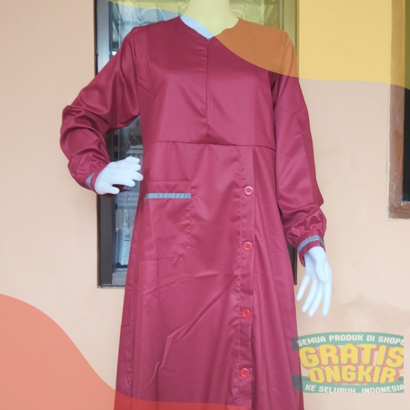 Gamis Kancing Saku depan Bahan Toyobo Fodupakaian wanita lainnya