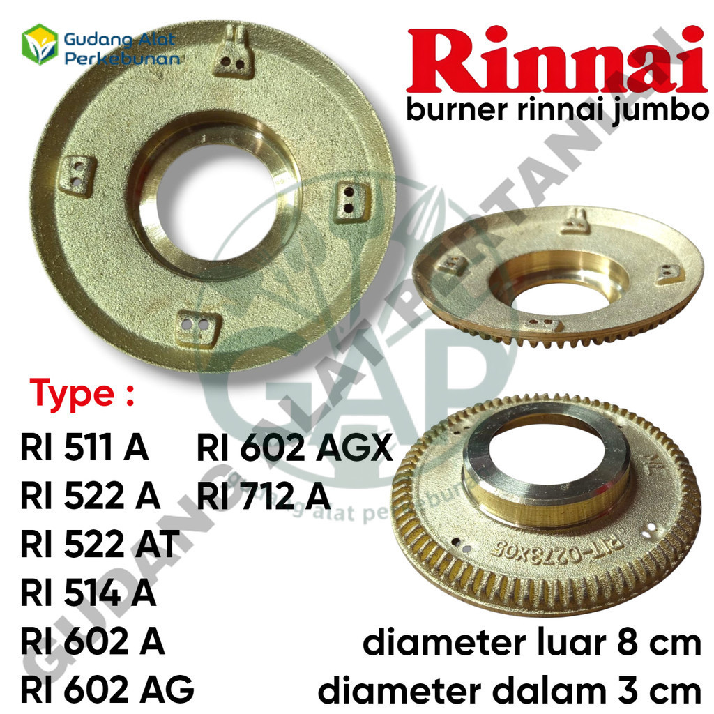 BURNER KOMPOR GAS MODEL RINNAI JUMBO(GUDANGALATPERKEBUNAN.ID)